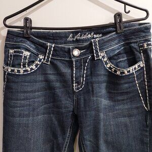 LA Idol USA Women's Jeans Sz 11 Y2K McBling Western Bootcut Rhinestone